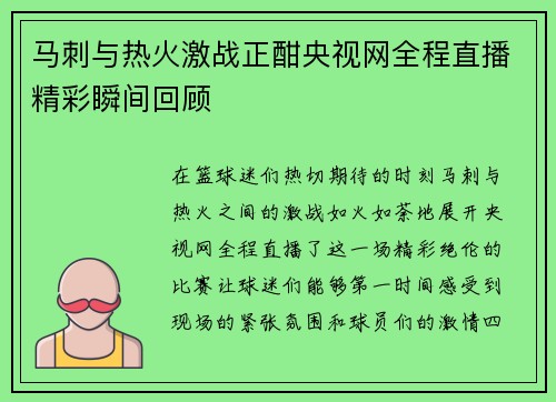 马刺与热火激战正酣央视网全程直播精彩瞬间回顾